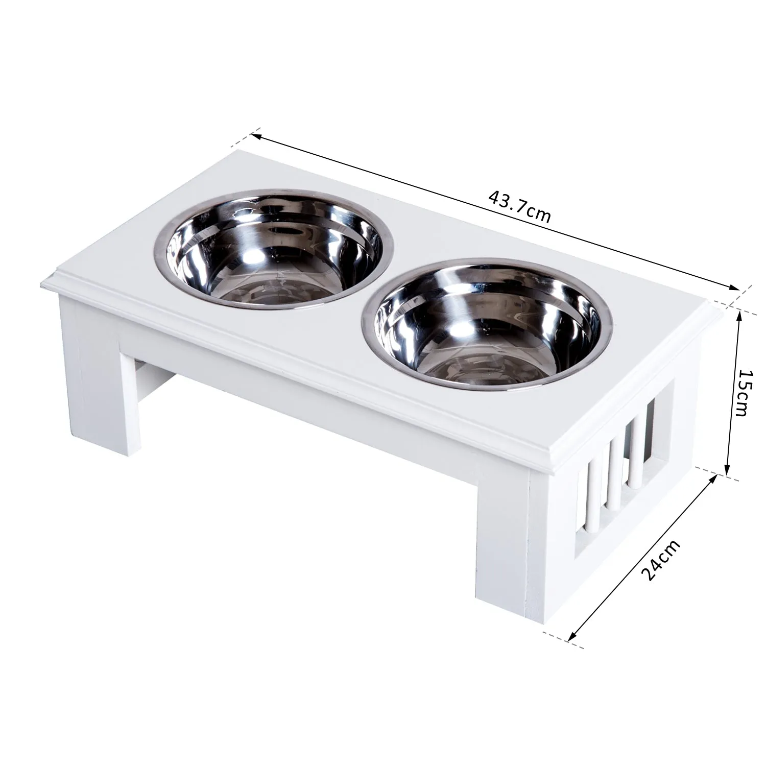 Stainless Steel Pet Feeder, 43.7Lx24Wx15H cm-White