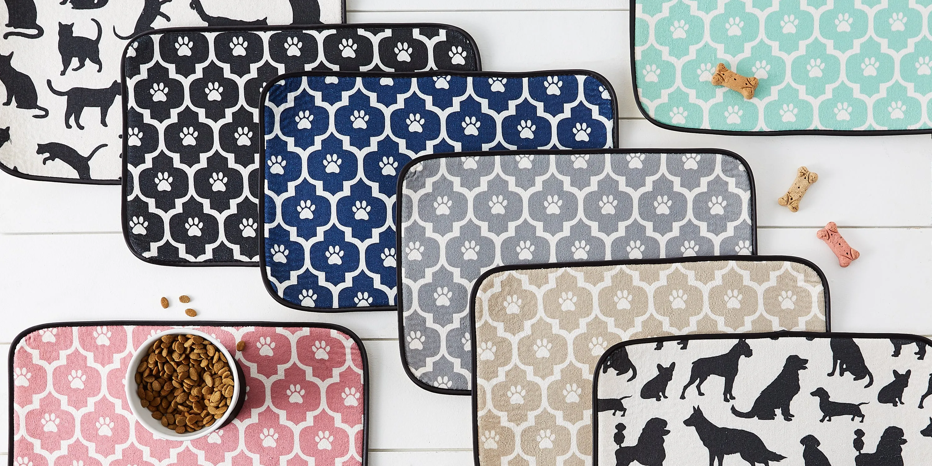 Stone/Off White Lattice Paw Pet Mat