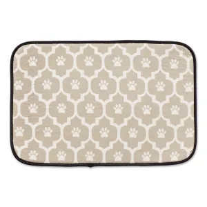 Stone/Off White Lattice Paw Pet Mat
