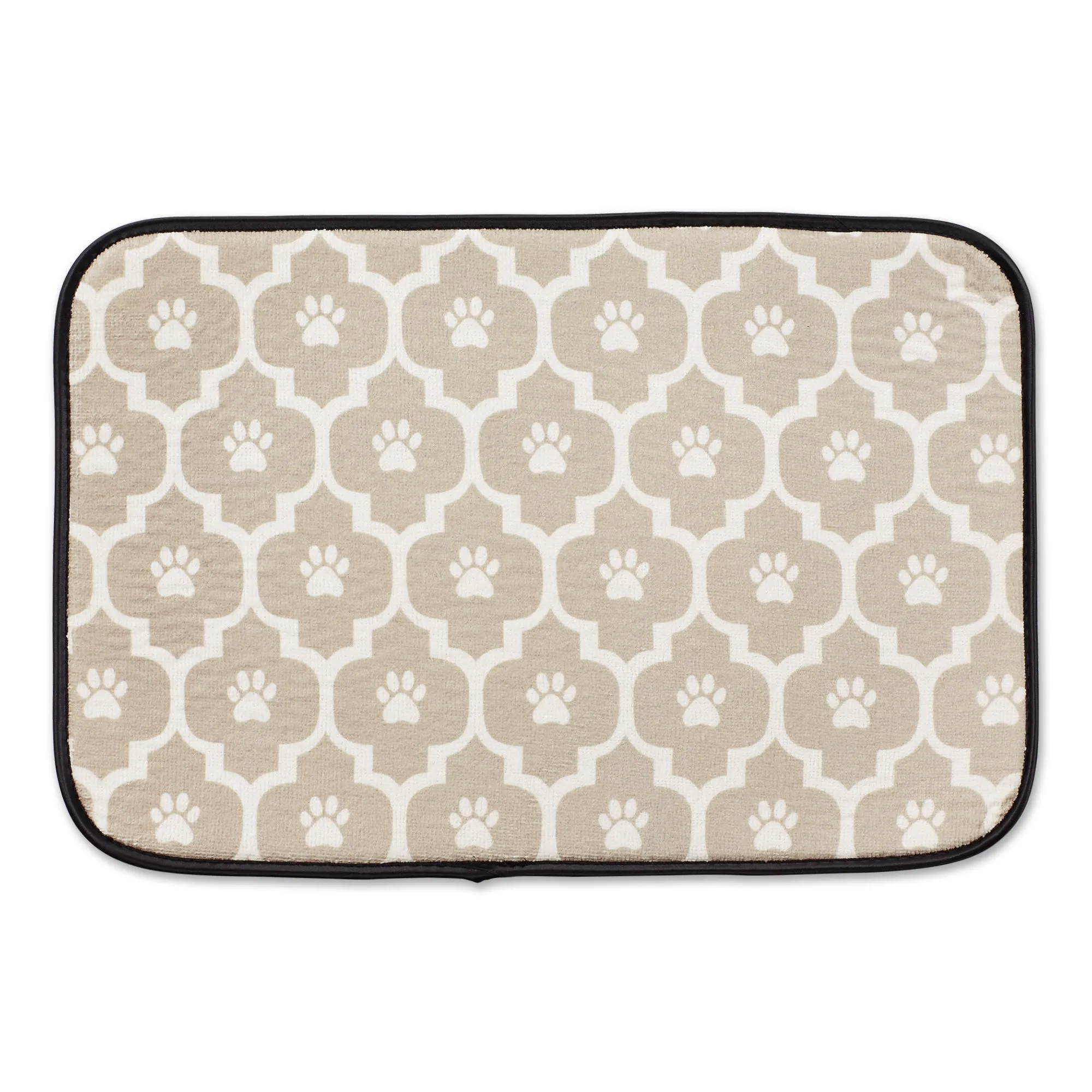 Stone/Off White Lattice Paw Pet Mat