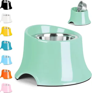 Tilted Elevated Dog Bowls Non-Slip & Non-Spill Pet Feeder with Elevated Detachable Melamine Stand, High Capacity Tilted Dog Bowl for Medium Small Size Dogs M/2 Cup Green