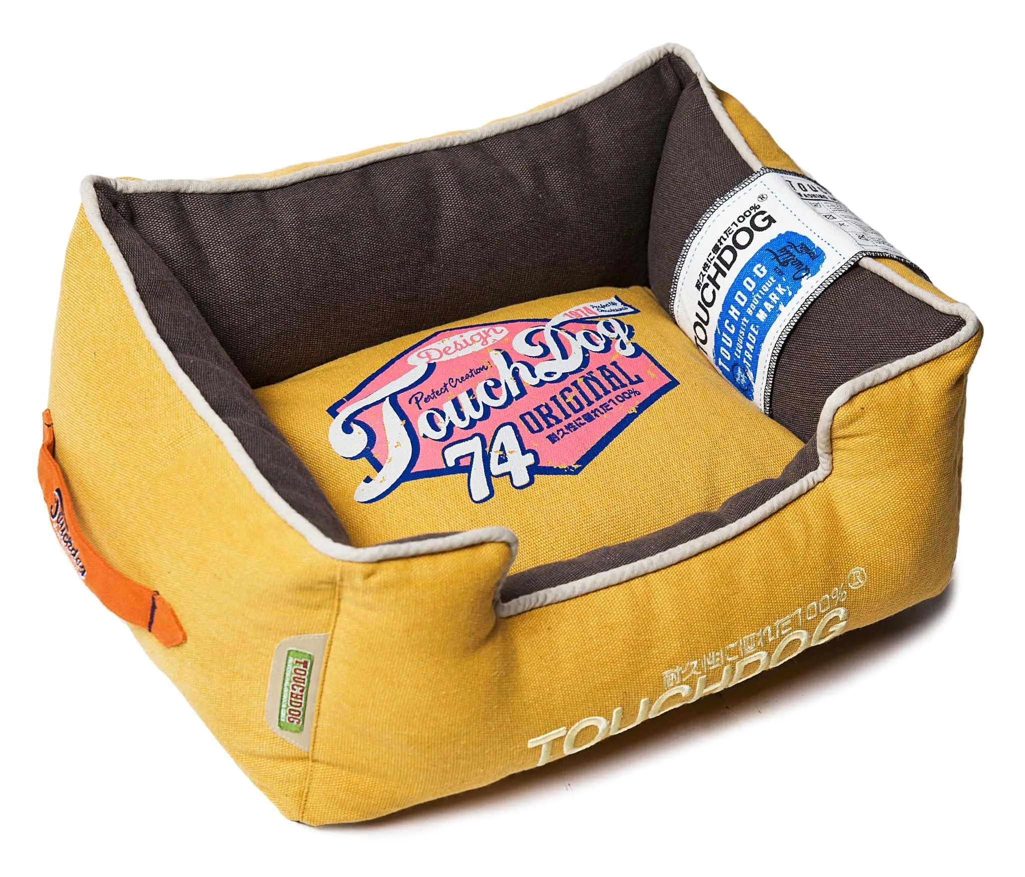Touchdog Original Sporty Vintage Throwback Reversible Plush Rectangular Dog Bed