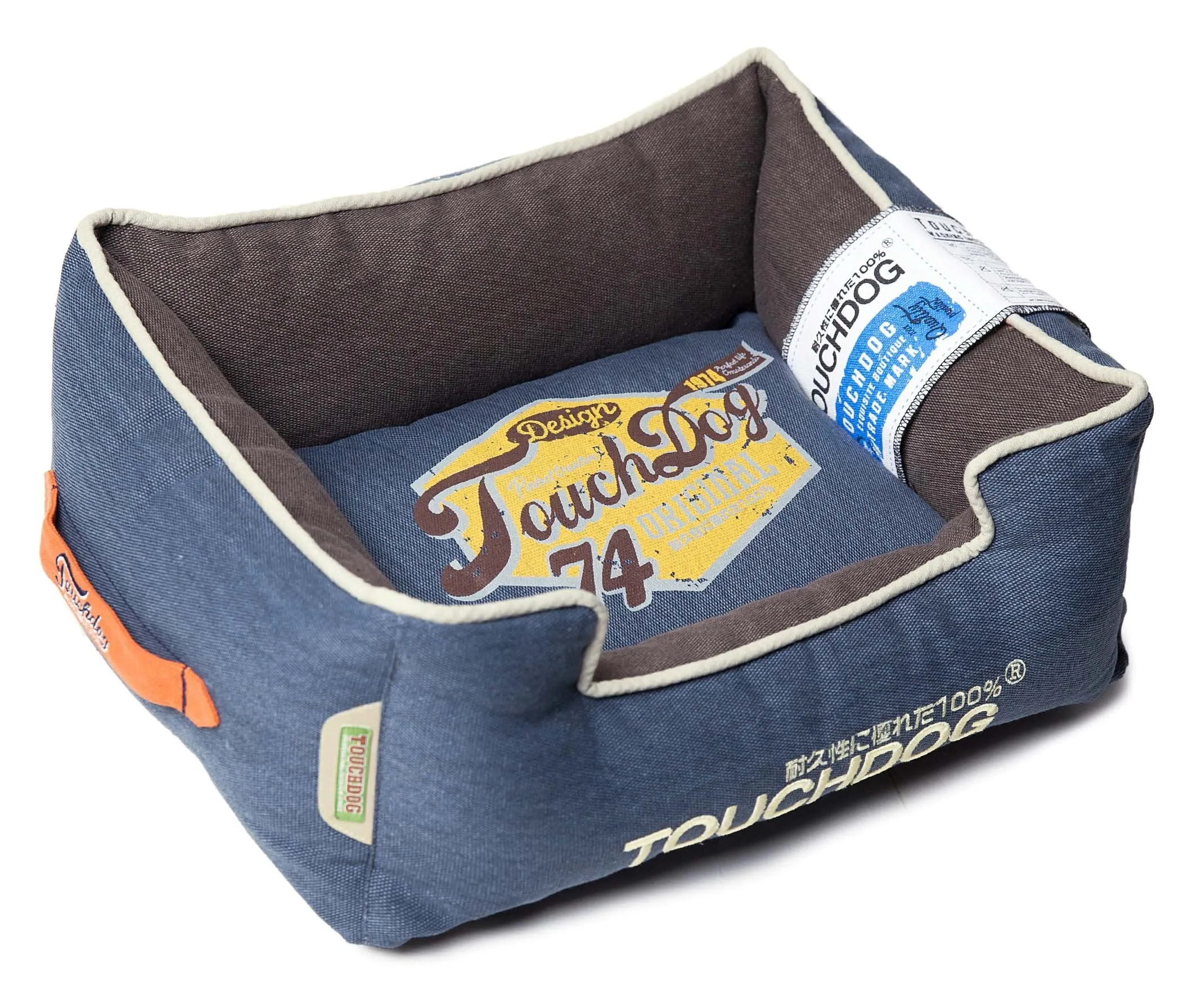 Touchdog Original Sporty Vintage Throwback Reversible Plush Rectangular Dog Bed