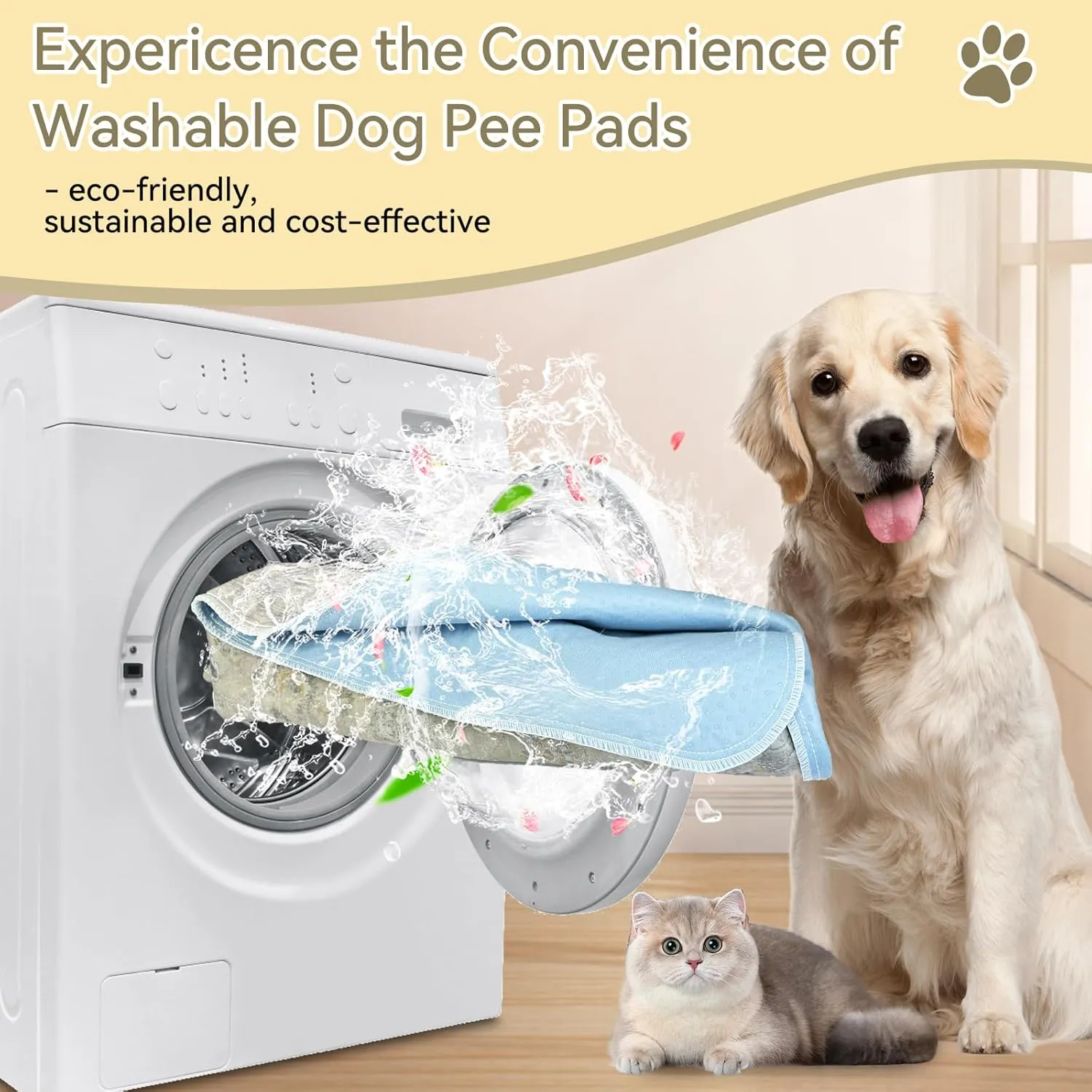 Washable Pee Pads for Dogs - Reusable Absorbent Puppy Training Pads, Leakproof or Indoor Outdoor Use