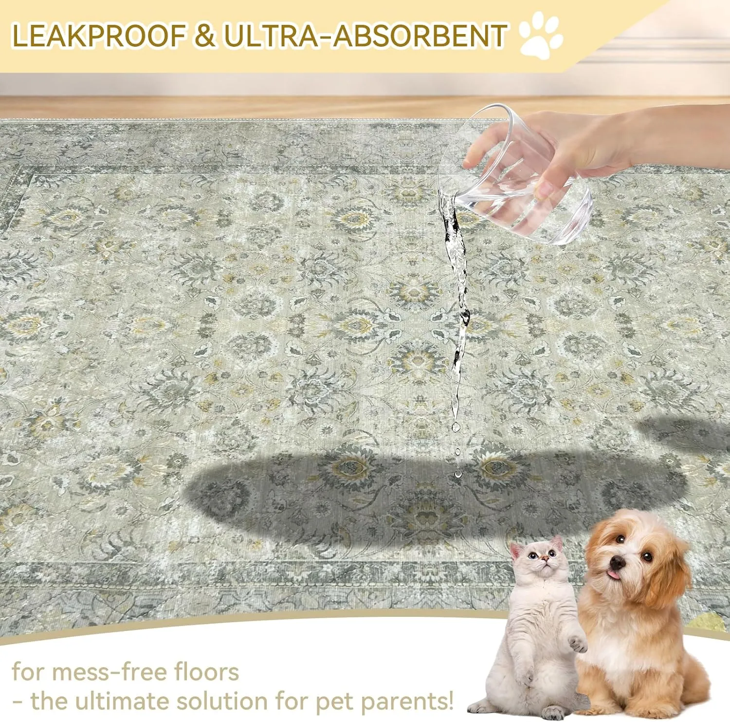Washable Pee Pads for Dogs - Reusable Absorbent Puppy Training Pads, Leakproof or Indoor Outdoor Use