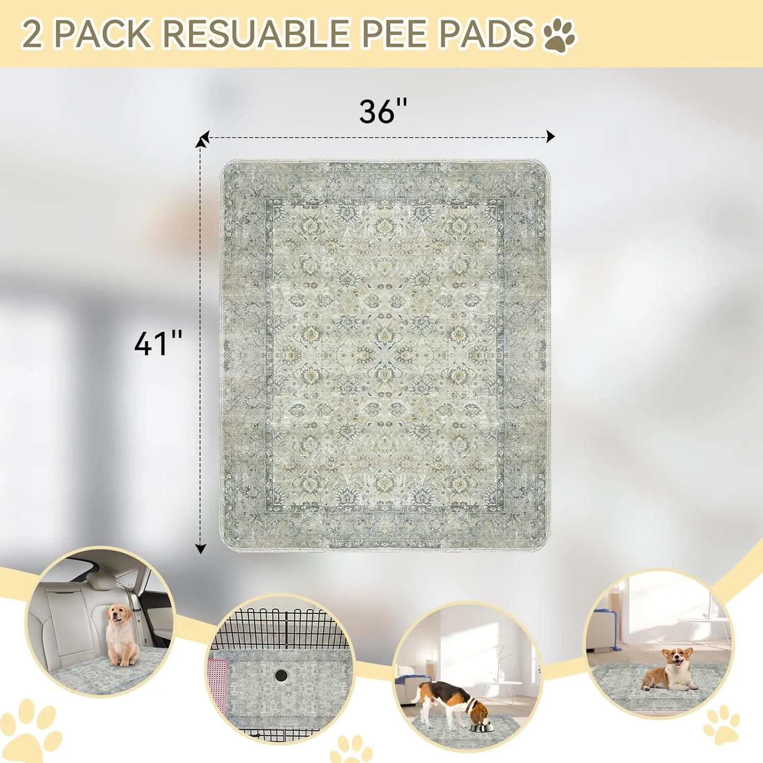 Washable Pee Pads for Dogs - Reusable Absorbent Puppy Training Pads, Leakproof or Indoor Outdoor Use