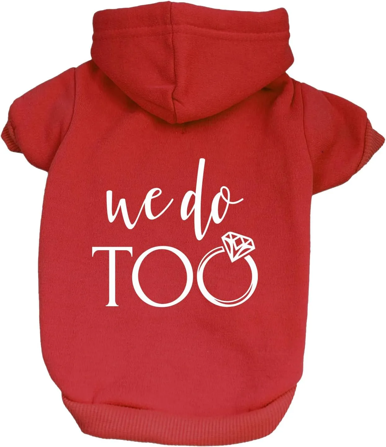 We Do Too Wedding Engagement Announcement Dog Hoodie Fleece Lined Pullover Sweatshirt with Leash Hole (Red, 4X-Large 81)