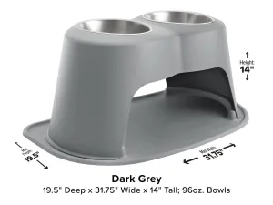 WeatherTech Double High Pet Feeding System - 14" with 96 oz Stainless Steel Bowls