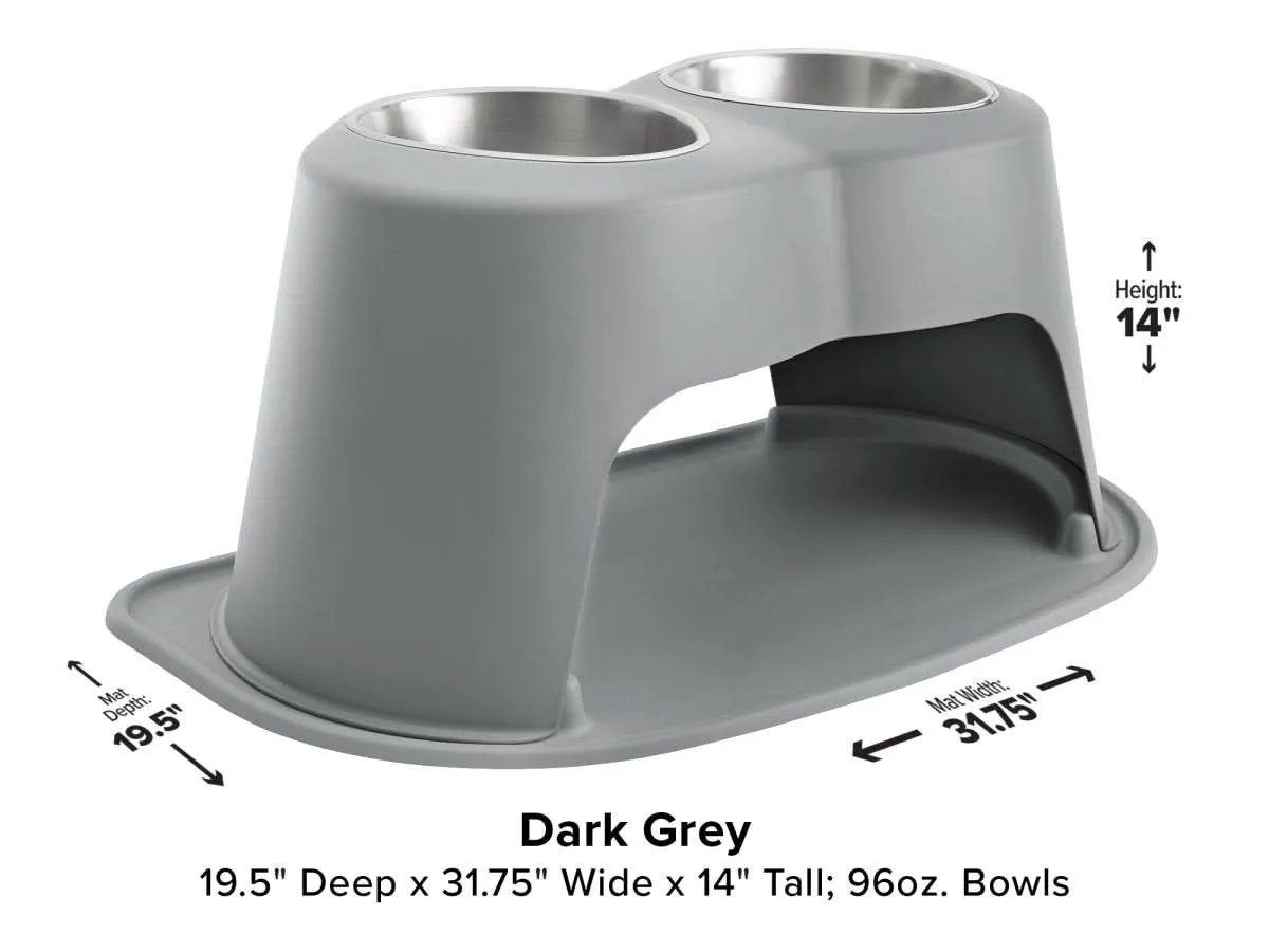 WeatherTech Double High Pet Feeding System - 14" with 96 oz Stainless Steel Bowls