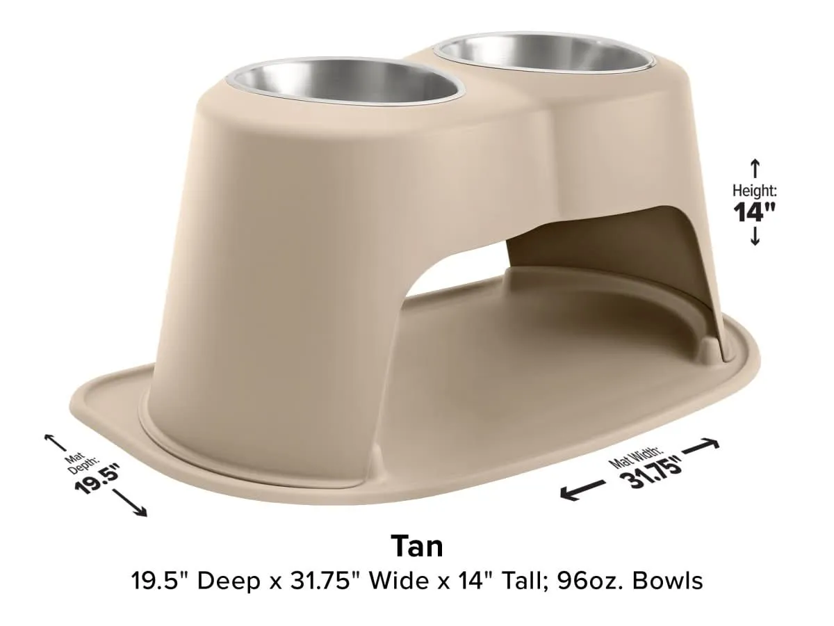 WeatherTech Double High Pet Feeding System - 14" with 96 oz Stainless Steel Bowls