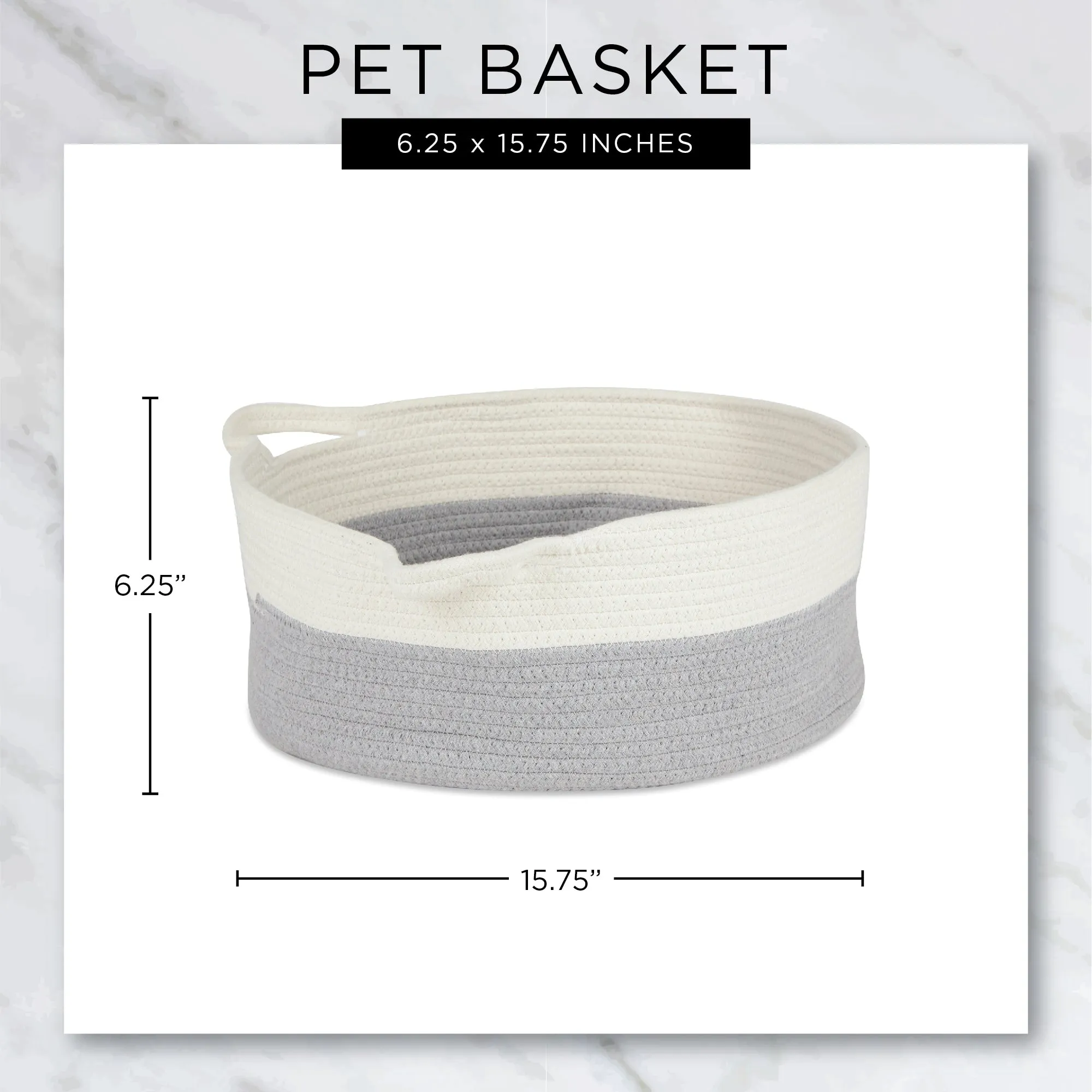 White & Gray Cotton Rope Cat Ears Pet Basket