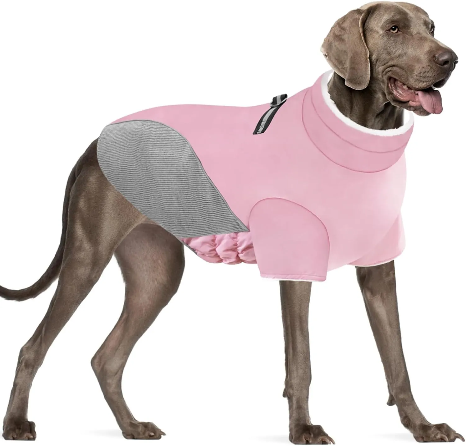 Winter Coat Jacket for Dogs - Cold Weather Warm Fleece Lined Clothes, Windproof Reflective Turtleneck Snowsuit With Harness Vest for Small Medium Large Dogs - Pink L