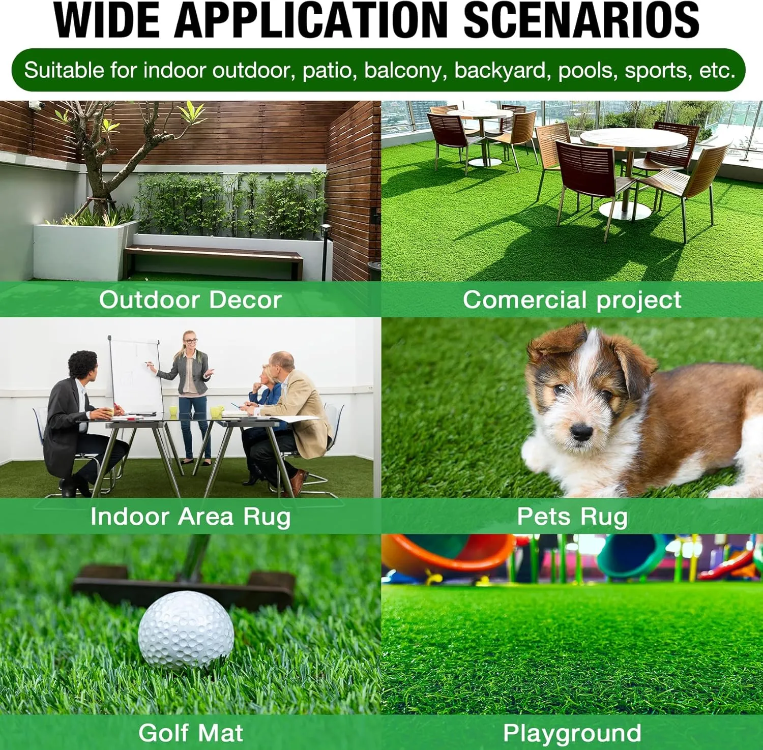 XLX TURF 5 FT x 7 FT Thick Artificial Grass Rugs Indoor Outdoor Use, Pets Fake Grass Pee Pads for Dogs, Patio Balcony Backyard Garden Lawn Decor