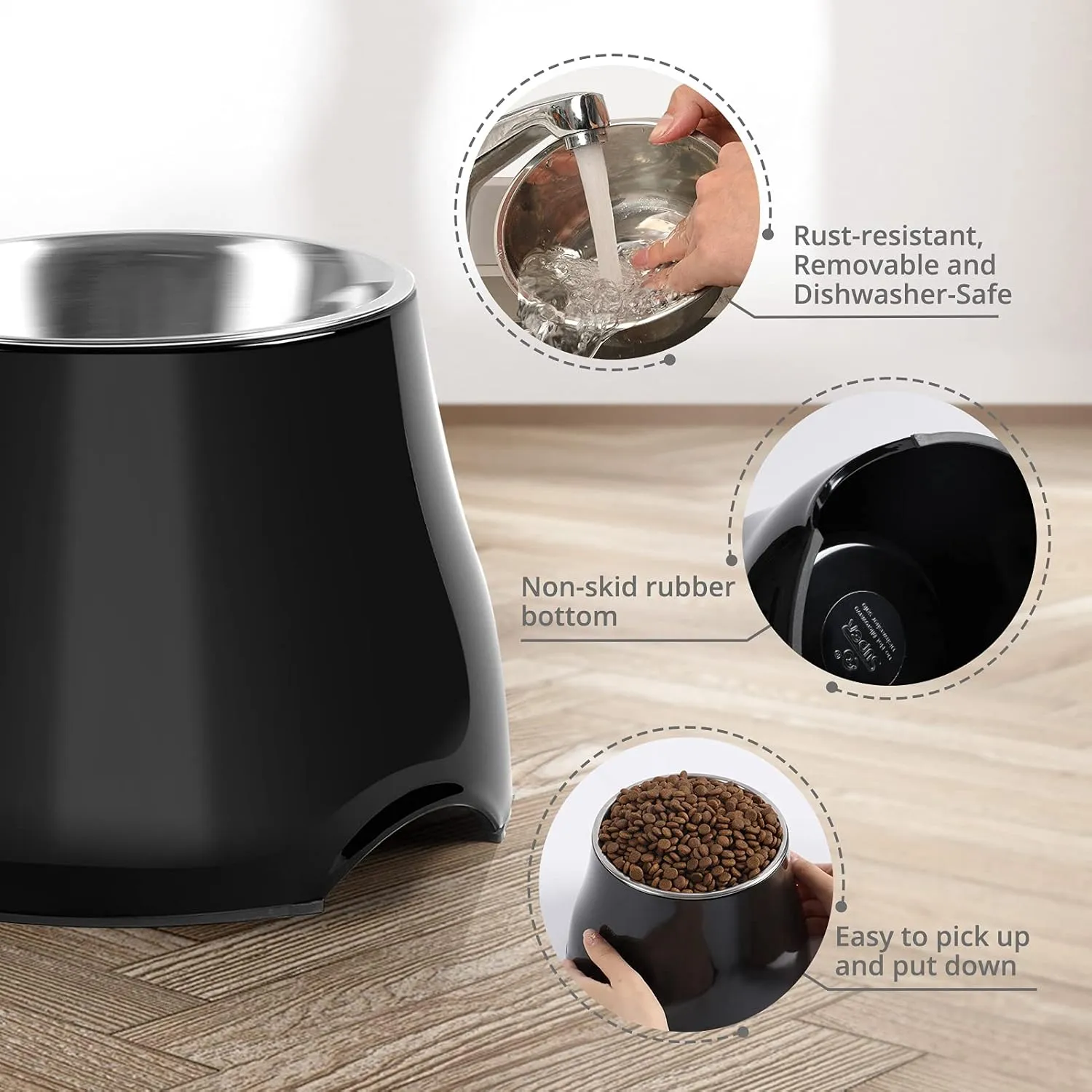 yoken Elevated Dog Bowls,[Prevention of Vertebrae Disease] Non-Slip,Stainless Steel Bowl,High Capacity,for Medium/Small Size Dogs