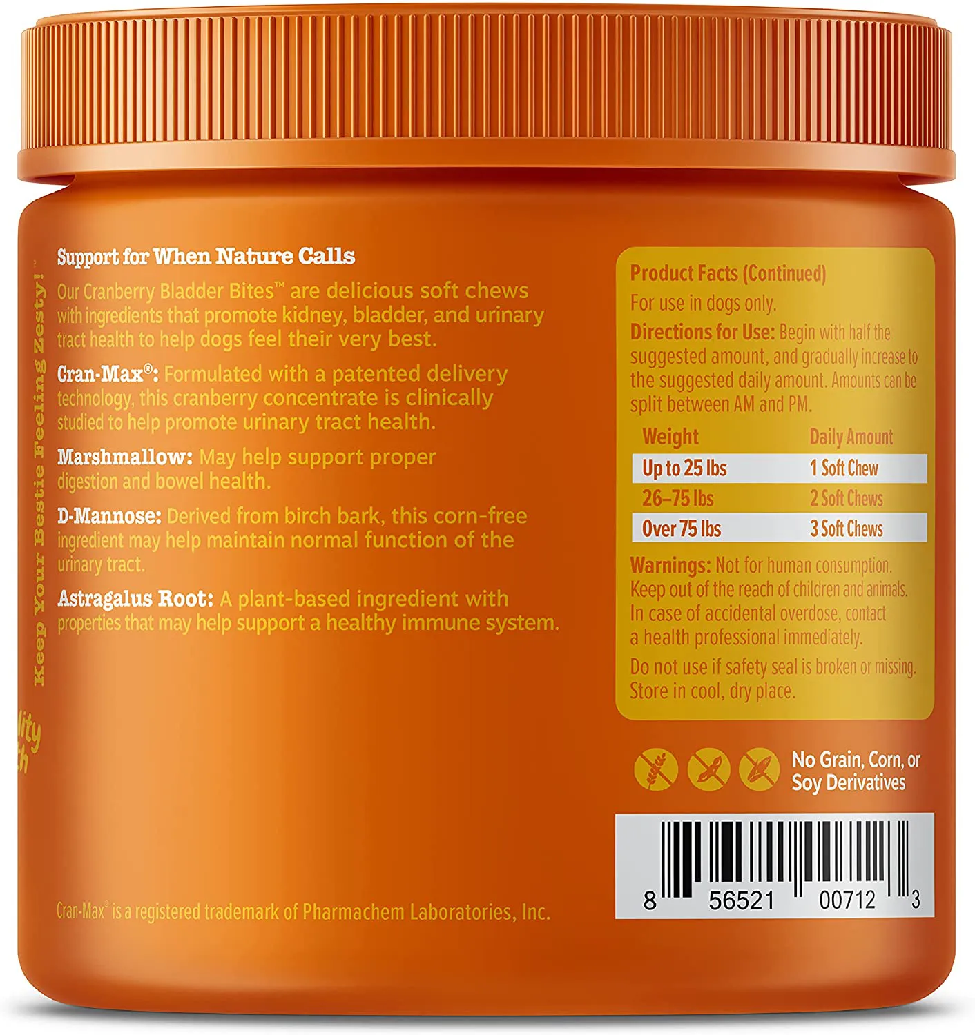 Zesty Paws Cranberry Bites for Dogs - Kidney, Bladder & Urinary Tract (UT) Support - Functional Dog Supplement with D Mannose, Marshmallow & Organic Astragalus - Immune System Support for Canine Pets